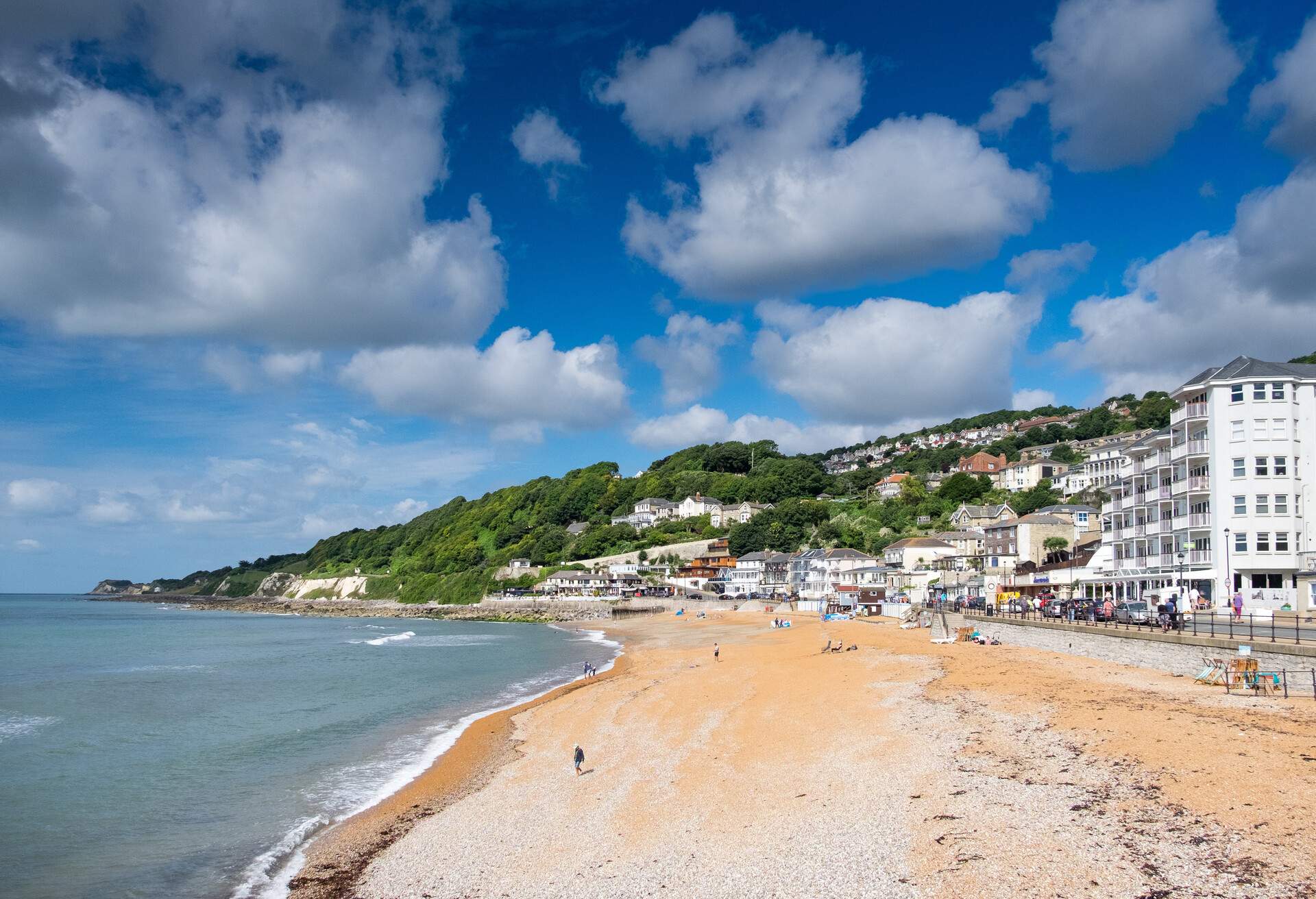 Ventnor seafront on a bright sunny Summers morning
