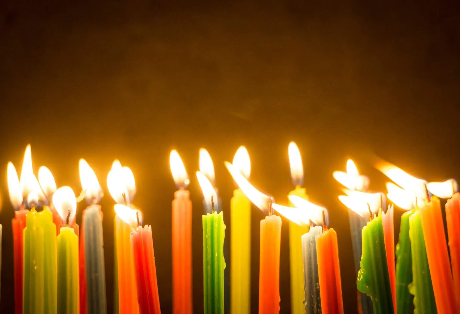 Close-up on beautiful burning candles on Noche de Velitas, a traditional Colombian celebration takes place on the 7th of December