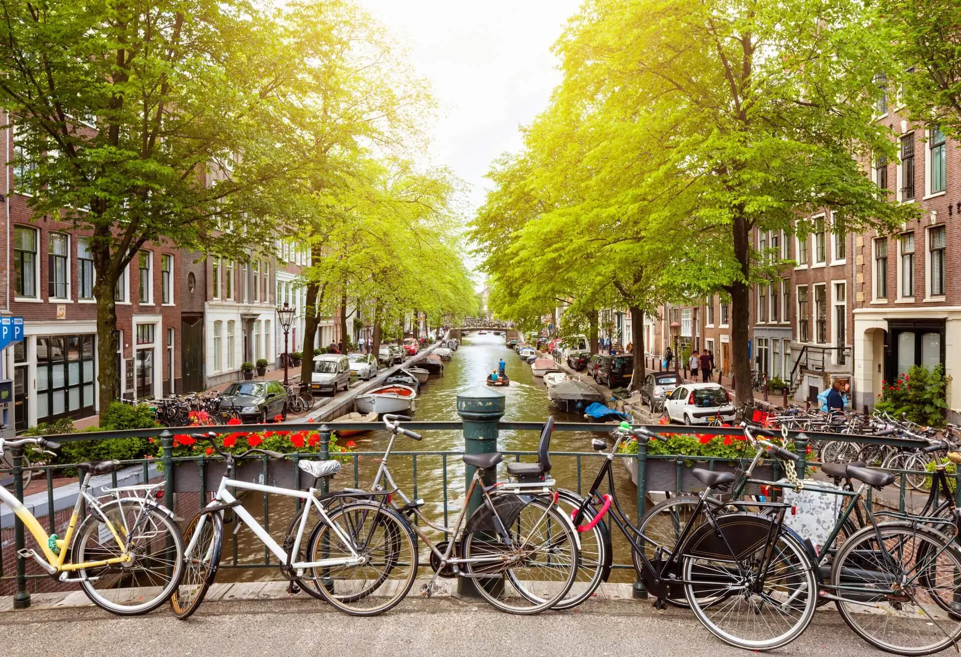netherlands amsterdam canal bicycles