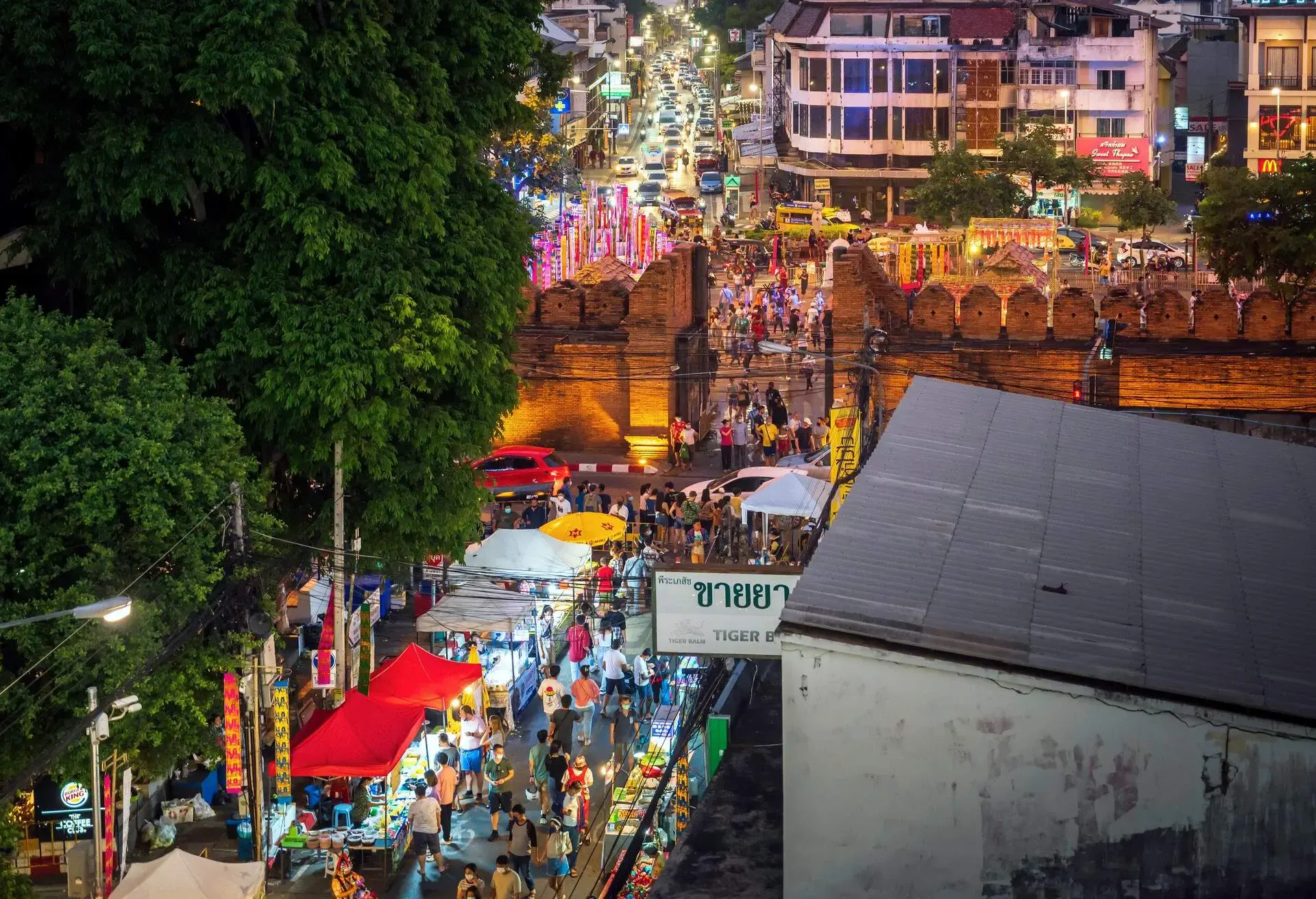 Chiang Mai Night Market Scene, Tha Phae Gate in Chiang Mai, Thailand