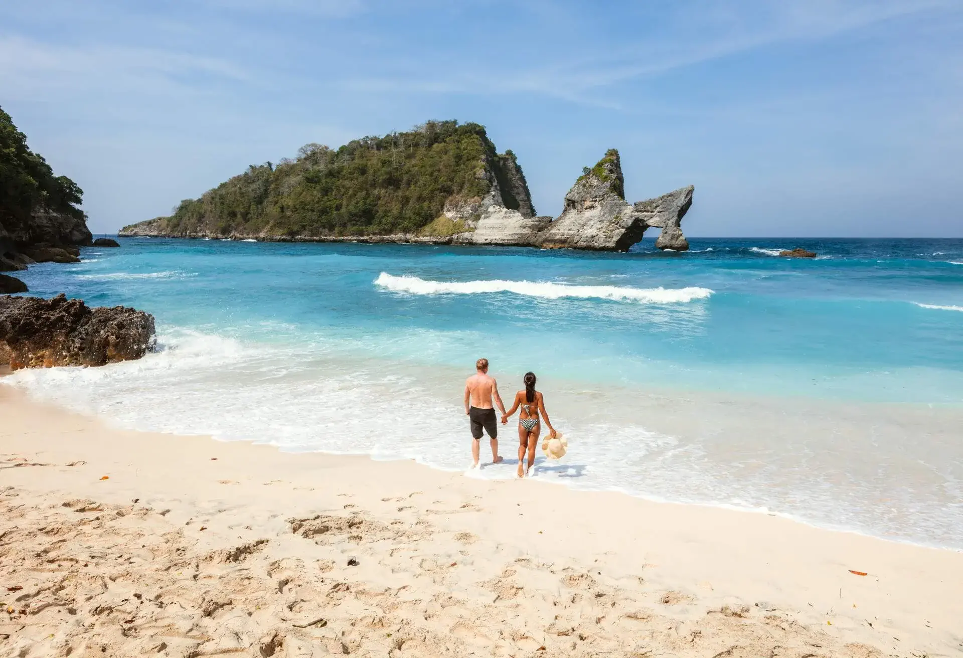 Adult couple at Atuh beach, Nusa Penida, Bali, Indonesia
