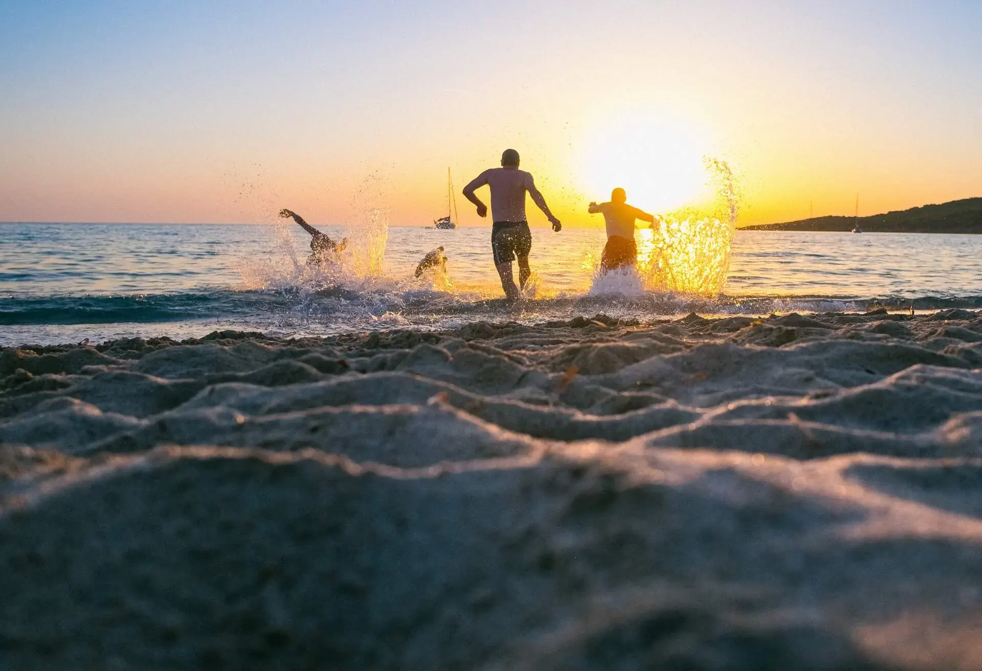 Friends enjoying the sea and the beach