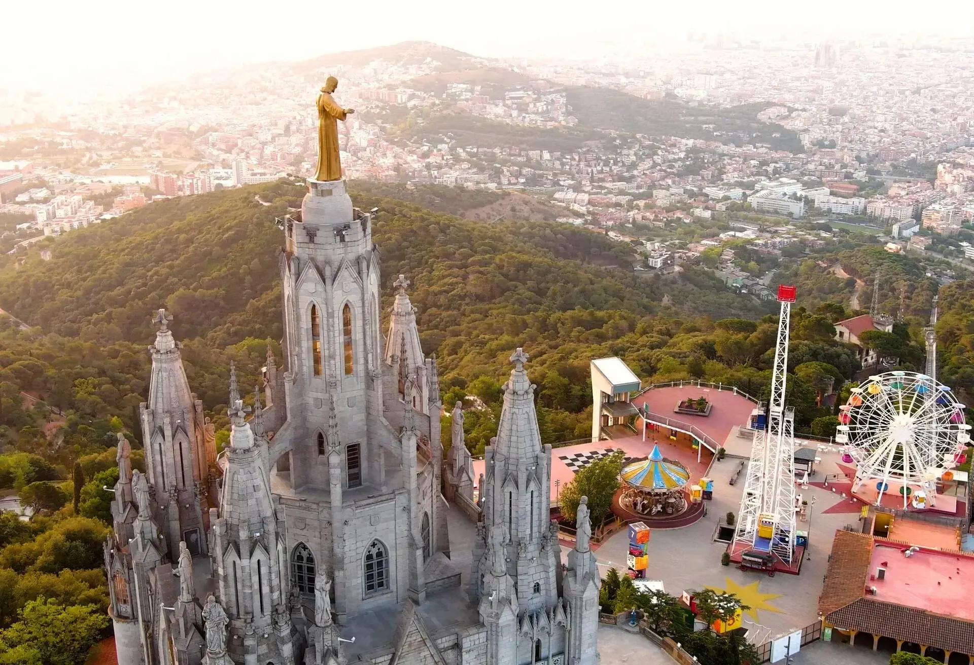 Temple Sacred Heart of Jesus on Tibidabo in Barcelona, Spain. Famous landmark in Catalonia.