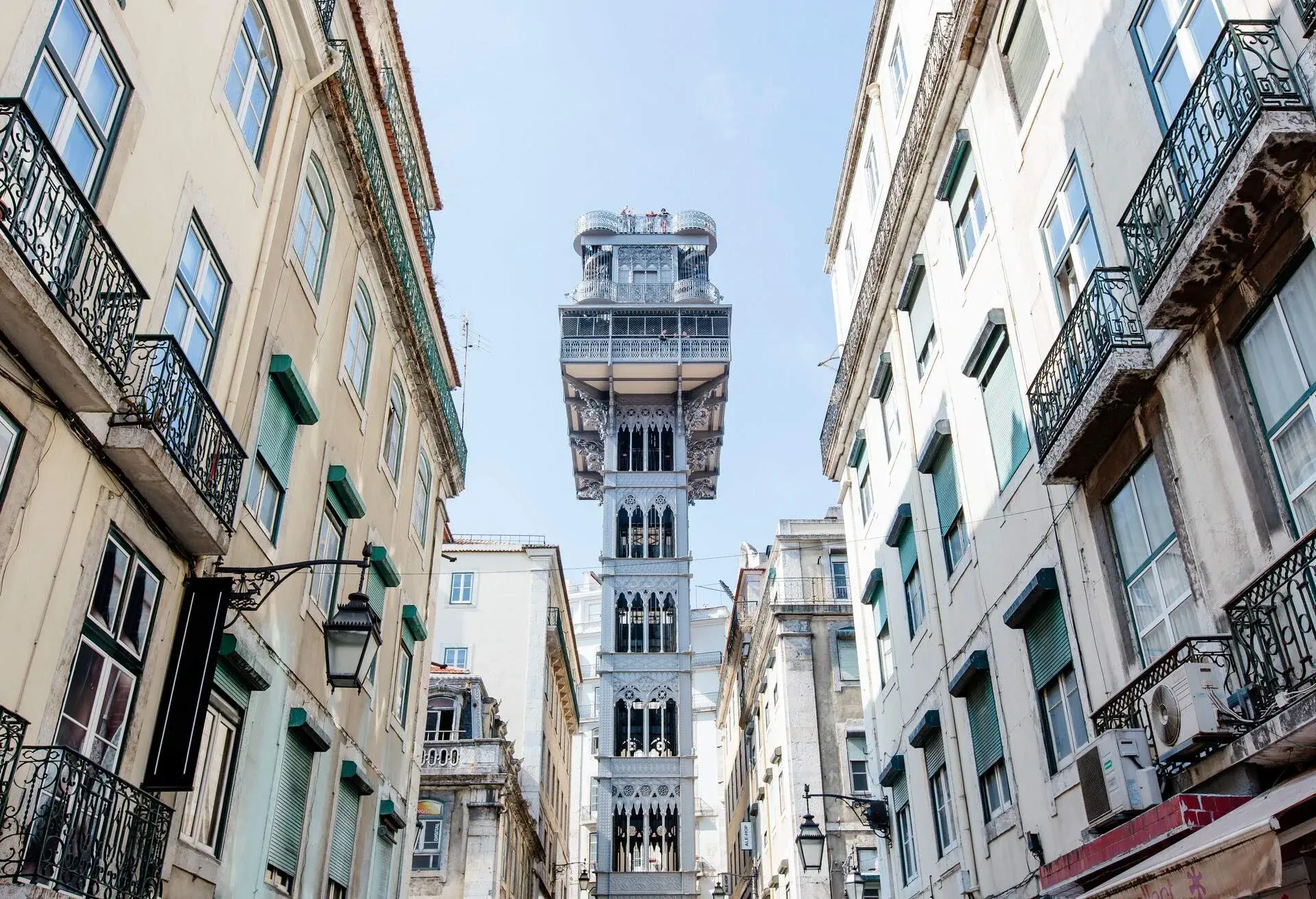 Elevador Santa Justa in Baixa District, Lisbon, Portugal