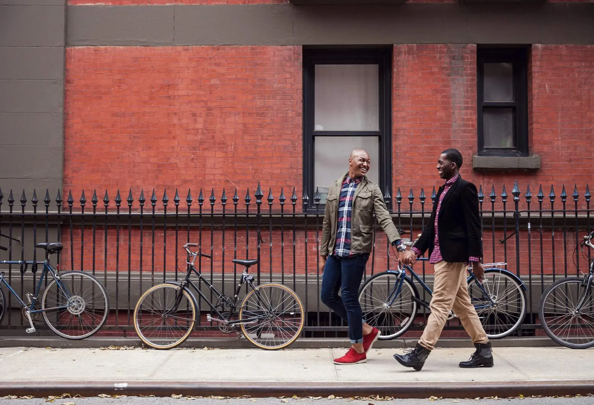 Happy gay couple in New York