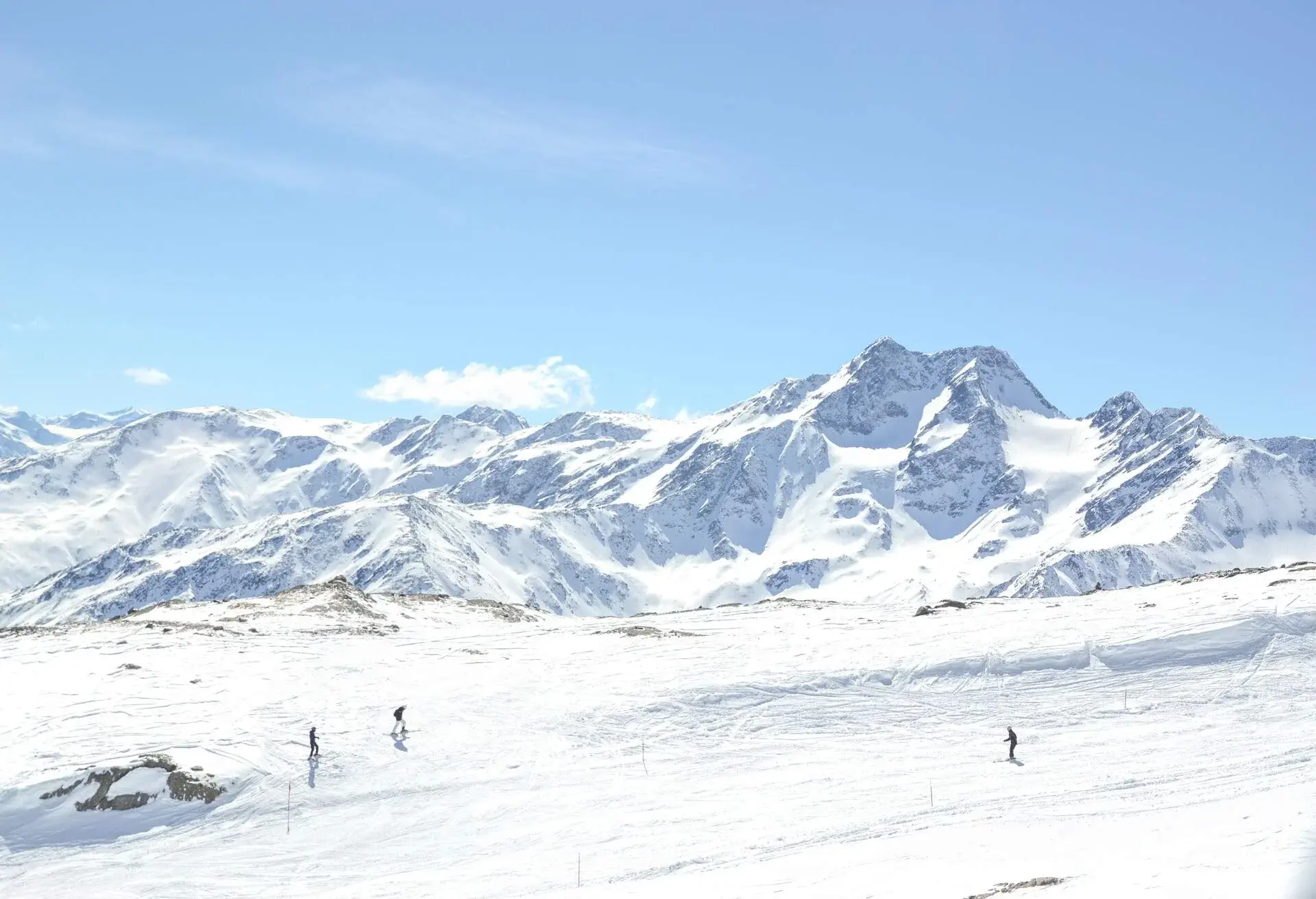 snowy mountain peaks on glacier