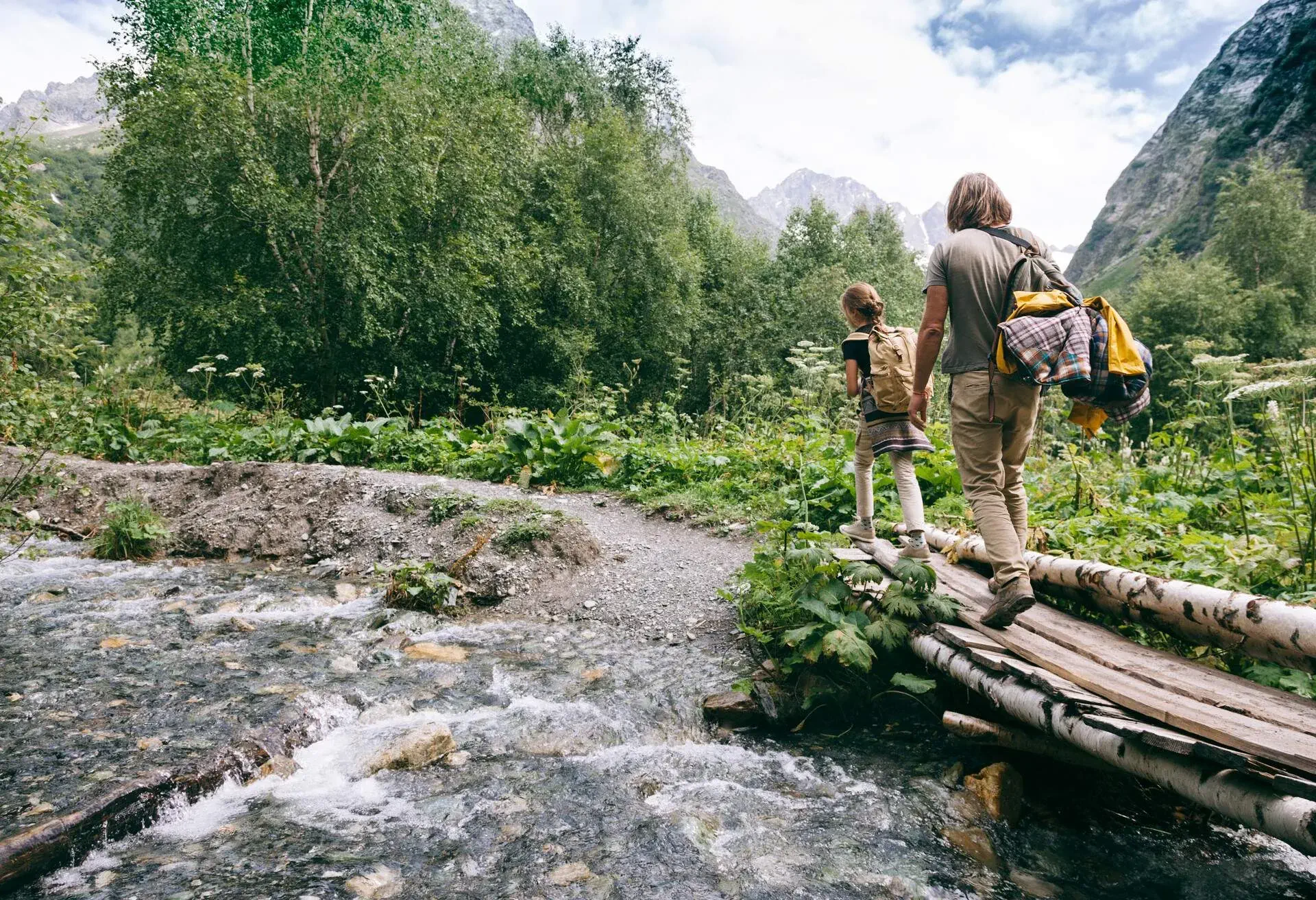 nature hiking family