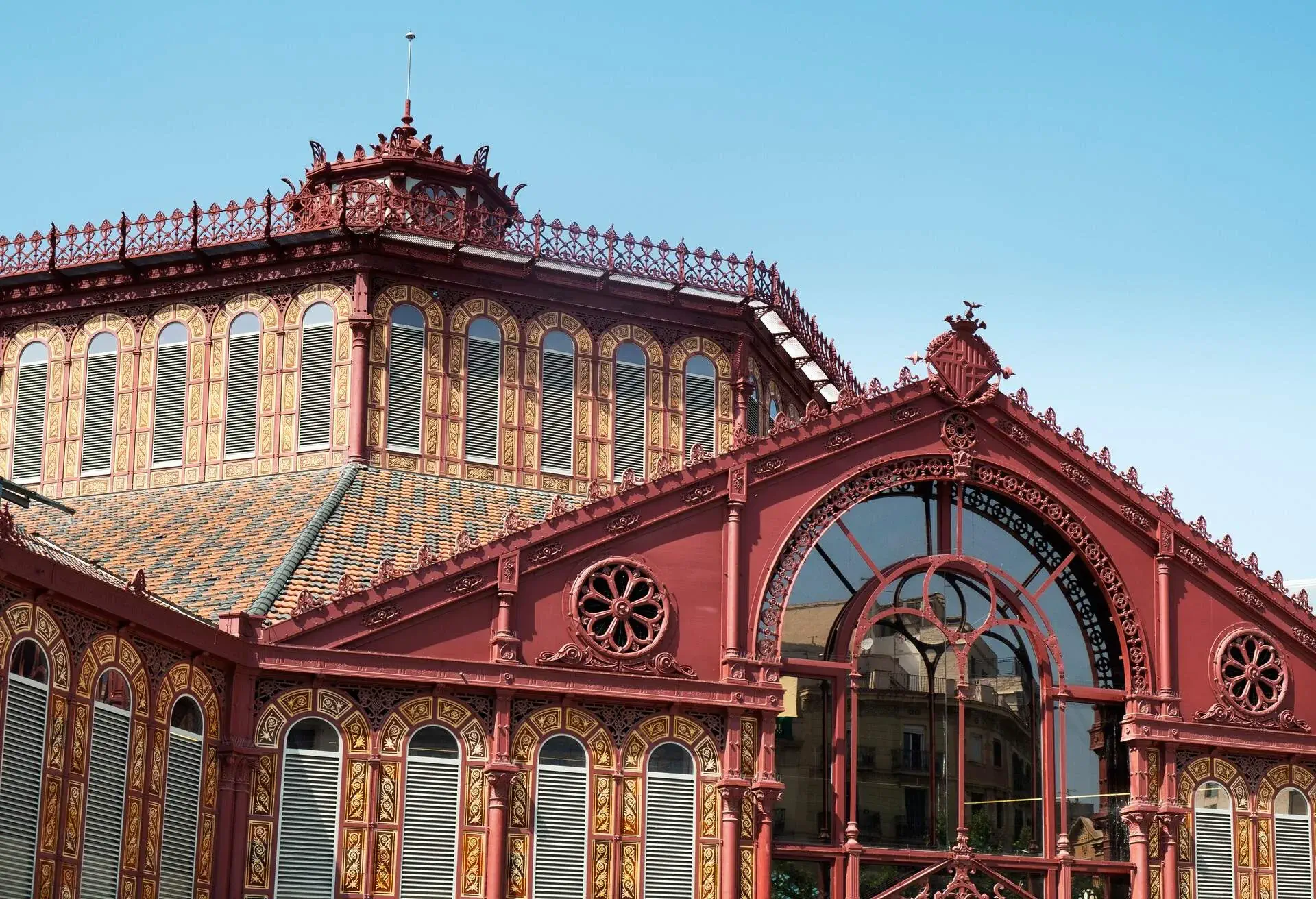 a view of the top of the Mercat de Sant Antoni public market in Barcelona, Spain, built on 1879