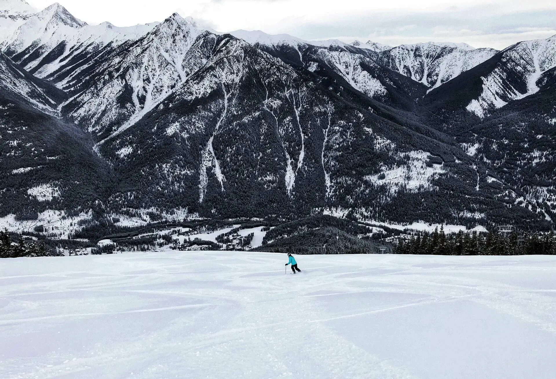 Picture of a girl downhill skiing at Panorama Ski resort in Canada.