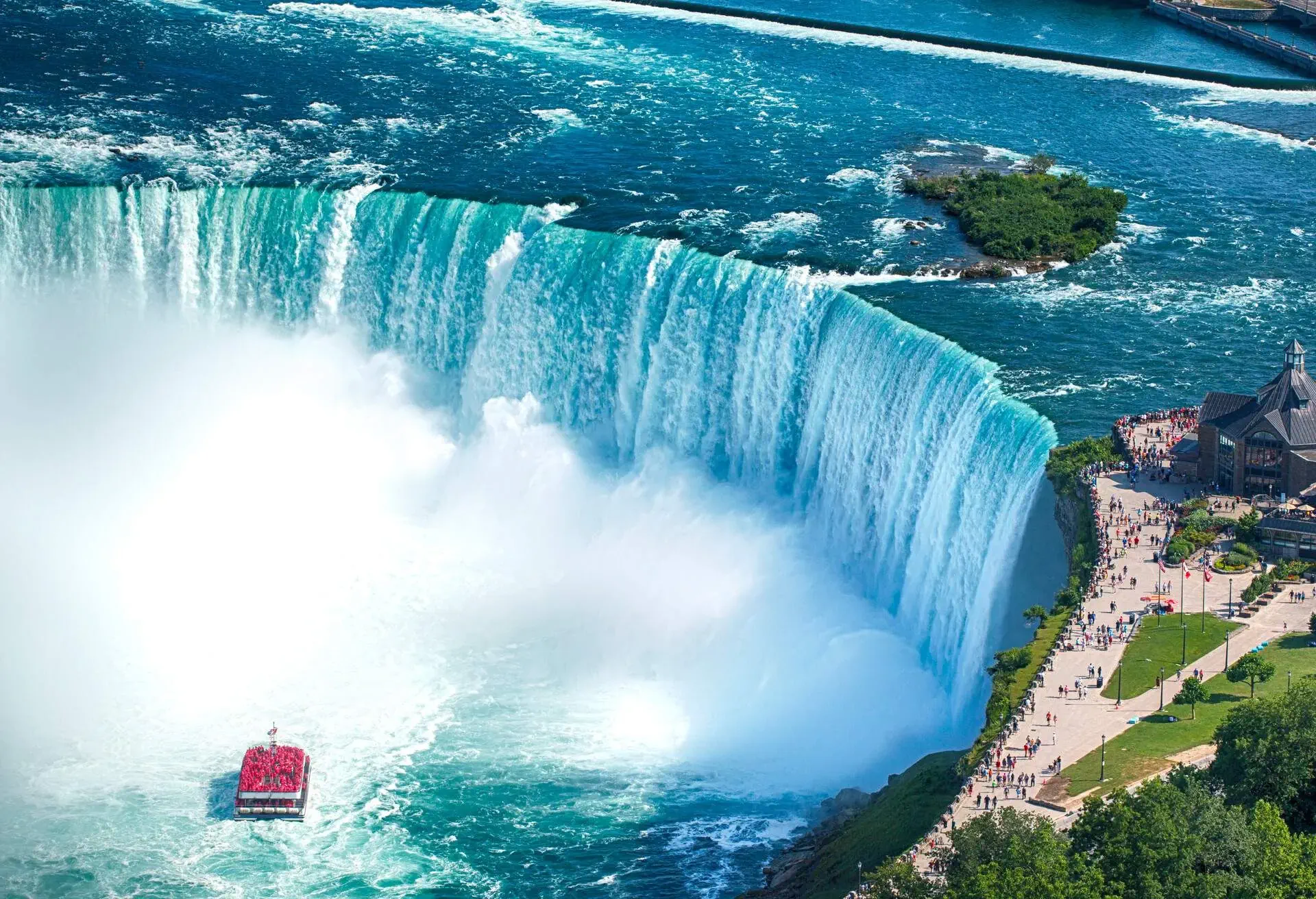 Niagara Falls boat tours attraction. Horseshoe Falls at Niagara Falls, Ontario, Canada