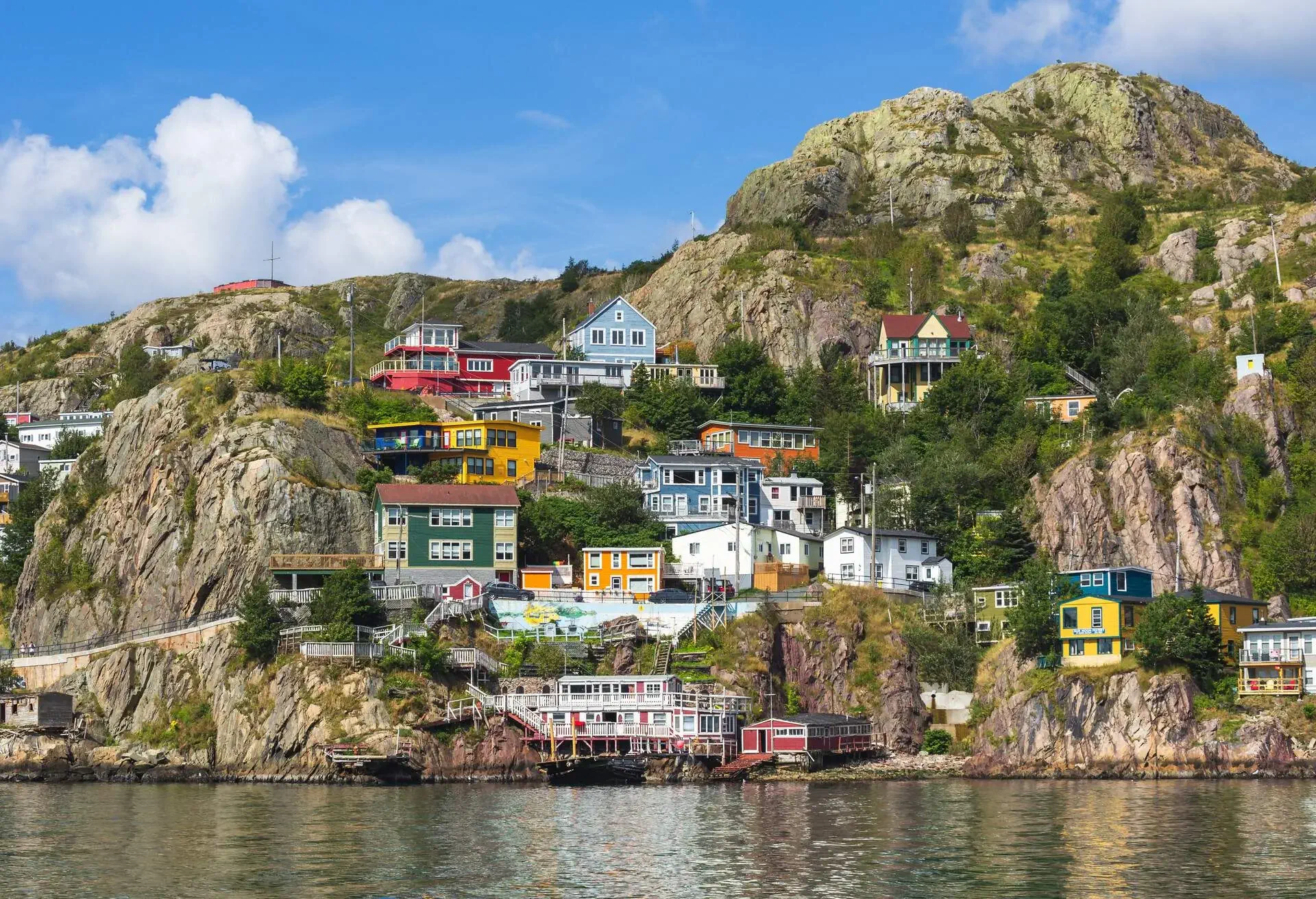'The Battery' a neighbourhood in St. John's, Newfoundland, Canada, seen from across St. John's Harbour in the summer.